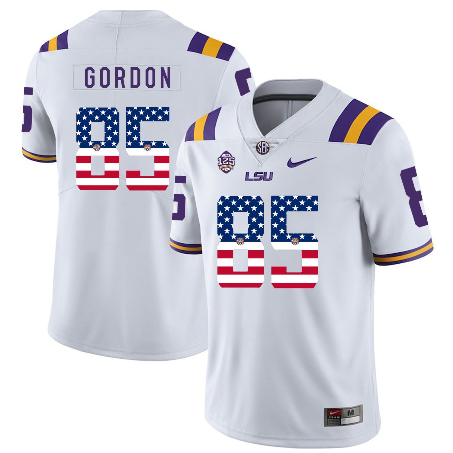 Men LSU Tigers #85 Gordon White Flag Customized NCAA Jerseys->customized ncaa jersey->Custom Jersey